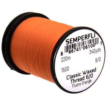 Semperfli Bindetråd - Waxed Thread 6/0 Fluoro Orange