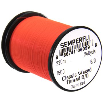 Semperfli Bindetråd - Waxed Thread 6/0 Fluoro Red