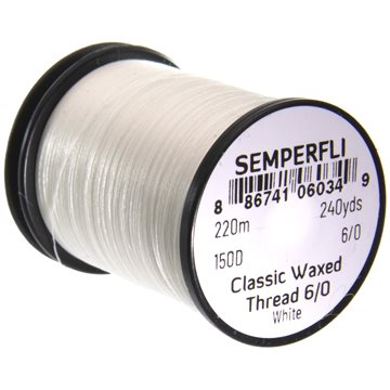 Semperfli Bindetråd - Waxed Thread 6/0 White