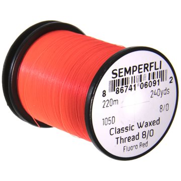 Semperfli Bindetråd - Waxed Thread 8/0 Fluoro Red