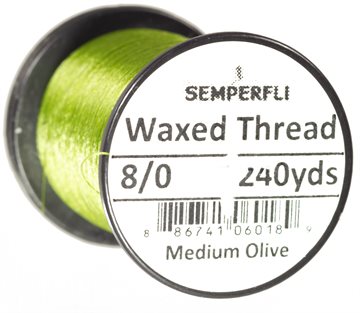 Semperfli Bindetråd - Waxed Thread 8/0 Medium Olive