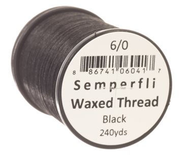 Semperfli Bindetråd - Waxed Thread 6/0 Black